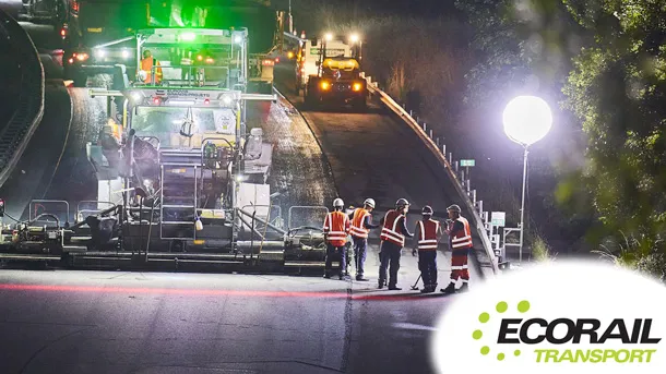 image renovation chausse A85 où ecorail transport assure le transport ferroviaire des granulats credit photo : Vinci Autoroutes