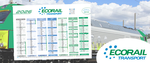 Photo calendrier aux couleurs d'ECORAIL Transport, membre du Réseau Européen CAPTRAIN pour noter tous es moments importants